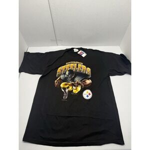 Vintage NFL Pittsburgh Steelers Graphic Print NFL Lee T-shirt Black Mens L 2001